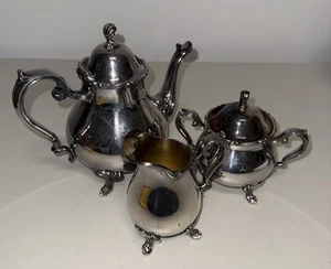 Juego de 3 piezas de café y té vintage Wilcox Joanne International plato de plata - Imagen 1 de 18