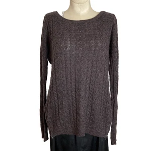 American Eagle Outfitters Sweater Woman’s M Cable Knit Side Zip Eggplant - Picture 1 of 12