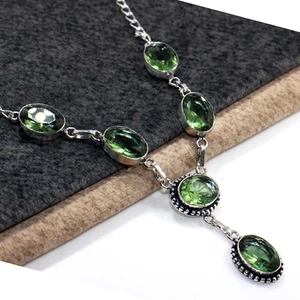 925 Silver Plated New Stock Peridot Ethnic Necklace Jewelry Size 18" AU V119 - Picture 1 of 3