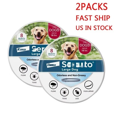 UNBRENDED 2X Flea & Tick Collar for Large Dogs 18lbs 8Months Protection New Sealed-US