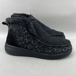 Hey Dude Denny glitzernde schwarze Damenschuhe Größe 8 Slipper Kunstfell kuschelige Turnschuhe - Bild 1 von 8