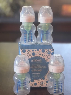 Biberones de cuello ancho anticólicos Dr. Brown's Natural Flow paquete de 4 de 5 oz/150 ml Foto 1 de 2