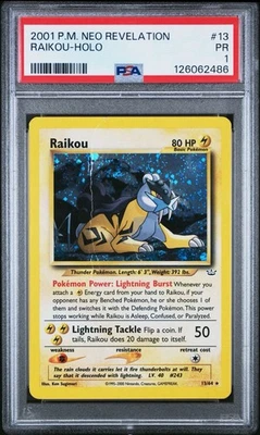 PSA 1 Raikou Neo Revelation Holo Foil Rare 13/64 2001 Pokemon WoTC PR - Image 1 of 2