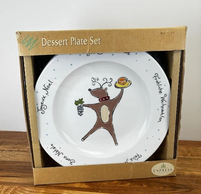 "Juego de 4 platos de ensalada/postre Cypress Merry Brite 8,25"" de cerámica nuevos en caja" Foto 1 de 4