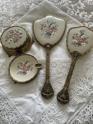 Reduced For Christmas Superb Delina Petit Point Dresser Set Excellent Condition. - image 1 of 4