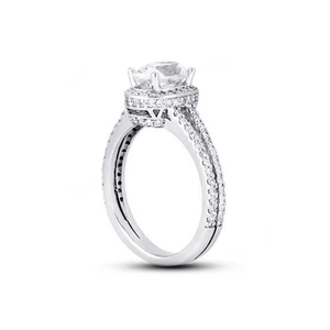 1.81ct I-VS1 Oval Shape Natural Certified Diamonds 18k Gold Halo Engagement Ring - Picture 1 of 3