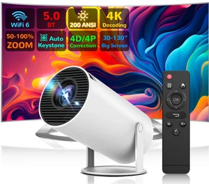 4K HY300PRO Mini Projector Dual WiFi6 5.2 Bluetooth Android 11 w/ Remote Bundle - Picture 1 of 24