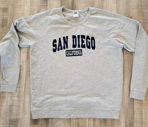 San Diego California Sweatshirt 2XL Crewneck Sweatshirt Gray Long Sleeve Beach - Picture 1 of 7