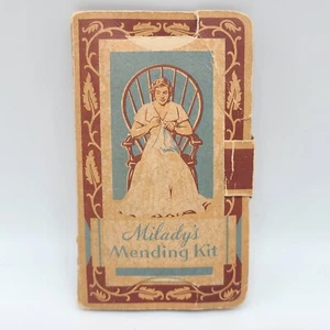 Antique Milady's Mending Kit 1920s Winter Cabin Design Needle & Thread - Picture 1 of 12