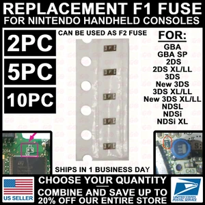 NEW F1 F2 Fuses For Nintendo GBA/SP/DS/Lite/New/3DS/2DS/DSI/XL/LL Fuse Console - Picture 1 of 14