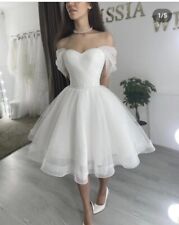 Mini Tie Back Strapless Sweetheart Neck Short A Line Wedding Dress Bridal Gown