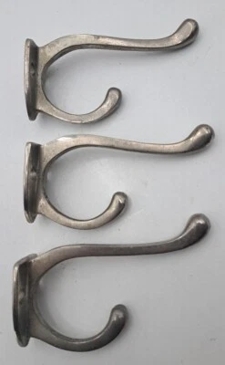 Antique / Vintage Nickel Plated Hat , Coat Hooks, Bathroom Hooks Hardware Lot 3 - Image 1 of 4
