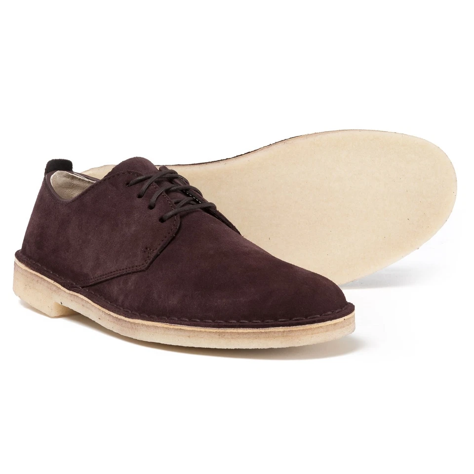 Oxford de gamuza borgoña CLARKS Desert London para hombre Foto 1 de 4