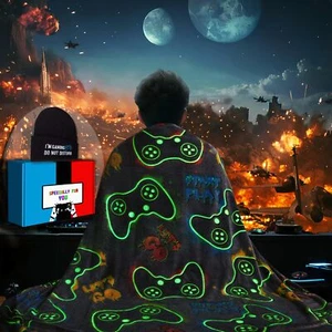 Glow in The Dark Blanket Gamer Controller Throw Blanket Gaming Gifts Toys for... - Picture 1 of 6