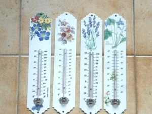 THERMOMETRE EMAILLE 30 CM JARDIN - MAISON NEUF MOTIF AU CHOIX EMAIL TRADITIONNEL - Picture 1 of 1