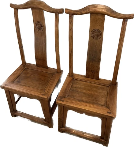 Pair of Antique Yoke High Back Side Chairs Cover