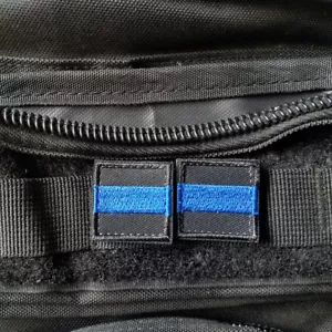 2Pcs 1" Square Mini Thin Blue Line Retired Tactical Embroider Hook Patch Badge - Picture 1 of 1