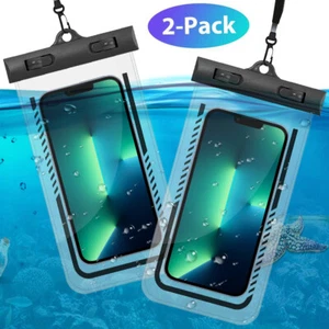 FOR iPhone 11/12/13 Pro Max, XS Max, 6/7/8Plus Waterproof Phone Case Dry Bags X2 - Picture 1 of 12