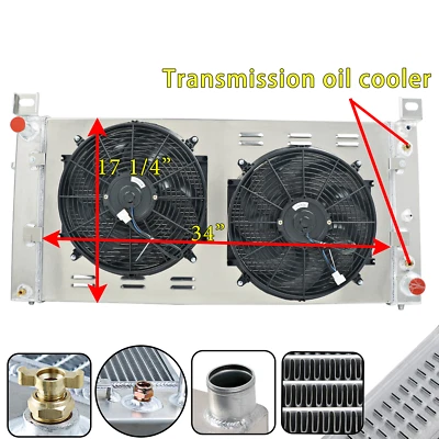 3 Rows Radiator Shroud Fan Fit Chevy Silverado GMC Sierra 1500 2500 1999-2013 - Image 1 of 4
