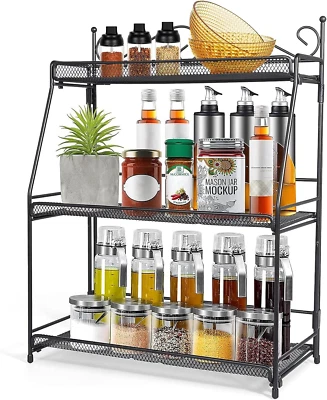 3 Tier Countertop Organizer Kitchen Spice Rack Counter Shelf Stainless Steel - Image 1 of 4