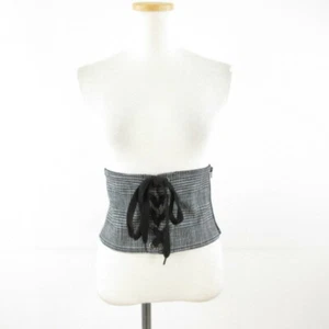 GU Corset Belt Lace up Gray *T295 16.5cm Wide Rayon 53% Polyester 46% Used e3165 - Picture 1 of 6