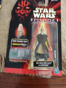 Star Wars Episode 1 Ki-Adi-Mundi With Lightsaber Action Figure Commtech Chip - Picture 1 of 1