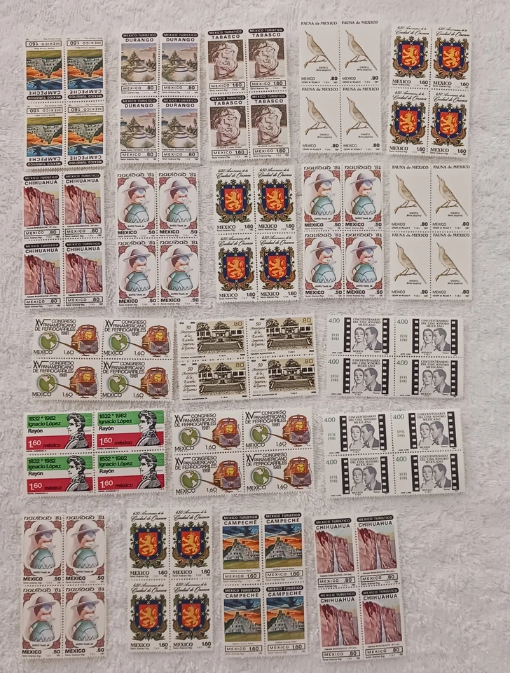 МЕКСИКА - 1981 - 1982 - ЛОТ ИЗ 20 БЛОКОВ 4 МАРОК - MNH - M13 - Изображение 1 из 1