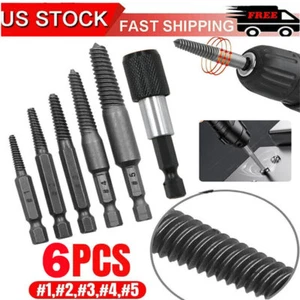 Damaged Screw Extractor Speed Out Drill Bits 6 PCS Tool Set Broken Bolt Remover - Picture 1 of 12