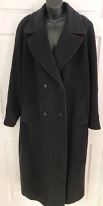 Cinzia Rocca Womens Double Breasted Black Wool Long Coat Made In Italy 14 - Picture 1 of 10