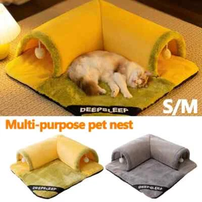 Cat Tunnel Toy Bed Plush Pet Pad Detachable Cat Pet Sleeping Mat Play Carpet New - Image 1 of 4