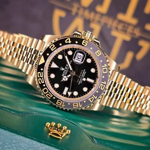 2024 ROLEX GMT-MASTER II 126718GRNR 40MM 18K YELLOW GOLD JUBILEE BLACK DIAL B&P - Picture 1 of 16