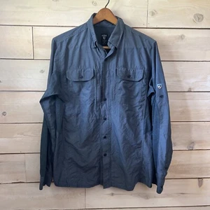 Kuhl Sz M Blue Button Up Vented Hiking Fish Performance *missing button* - Picture 1 of 5