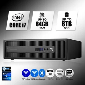 HP Desktop Computer PC i7, up to 64GB RAM, 8TB SSD, Windows 11 or 10, WiFi - Picture 1 of 5