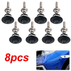 8X Push Button Quick Release Hood Pins Lock Clip Latch Bonnet Universal Black - Picture 1 of 9