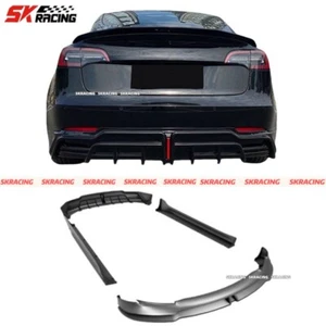 Fits 17-23 Tesla Model 3 Unpainted PP Front Rear Lip Bumper Side Skirts Bodykits - Picture 1 of 21
