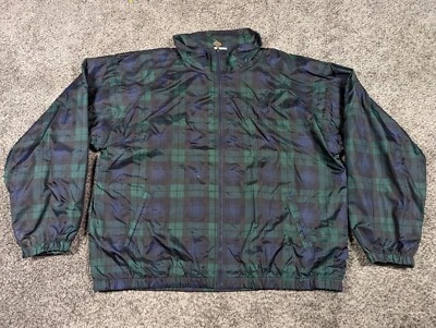 Vintage Jerzees Jacket Mens XL Blackwatch Tartan Plaid Windbreaker Mesh Lined - Image 1 of 4
