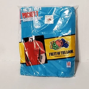 Vintage Fruit of the Loom Pocket T Shirt Mens 3XL Blue USA 80s 90s Blank Tees - Picture 1 of 8