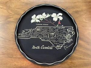 Vintage State Souvenir Metal Tray North Carolina Flowering Dogwood 11" - Picture 1 of 7