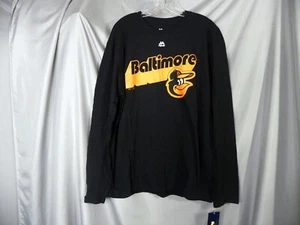 Majestic Men’s Baltimore Orioles Black Orange LS Jersey T Shirt Extra Large XL r - Picture 1 of 5