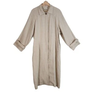 AMOMENTO Womens Coat Size Free Beige Raglan Swing Linen Wool Duster Maxi - Picture 1 of 9