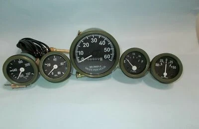 Willys MB Jeep Ford GPW Gauges Kit - Speedometer+Temp+Oil+Fuel+ Ampere (OLIVE) - Image 1 of 4