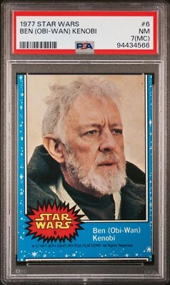 RARE MISCUT PSA 7 1977 Topps Star Wars Trading Card #6 Ben Obi-Wan Kenobi - Image 1 of 3