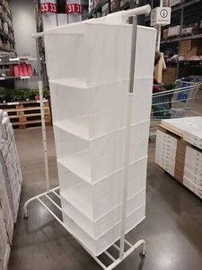 Estante colgante de 6 niveles armario organizador de almacenamiento gancho y bucle soporte blanco sólido - Imagen 1 de 5