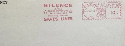 US WWII Military Meter Cover Front (61) +Silence Save Lives =Troops+Ships +Equip - Image 1 of 2