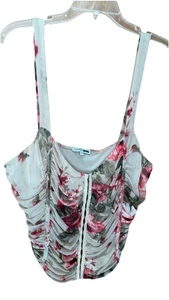 Fashion Nova Maya Mesh Corset Top 2XL Floral Taupe combo - Picture 1 of 6