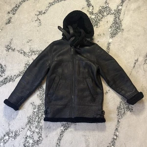 Chaqueta de piel de oveja Walter Davoucci para hombre negra aviador cuero genuino bombardero - Imagen 1 de 10