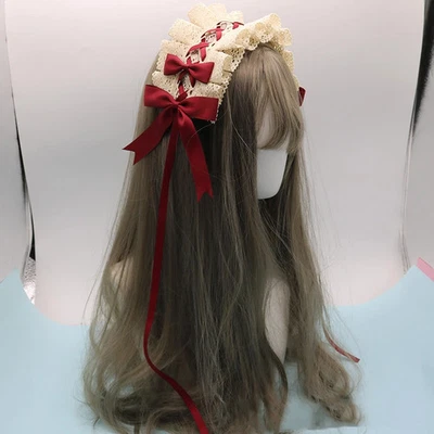 Diadema 15*25 cm Moño Dulce Lolita Encaje Flor Aro para Cabello Anime Mucama Juegos con disfraces Foto 1 de 4