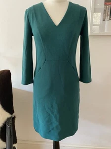 Boden Green Blue Jersey Dress Knee Length with Pockets Size 6R - Picture 1 of 17