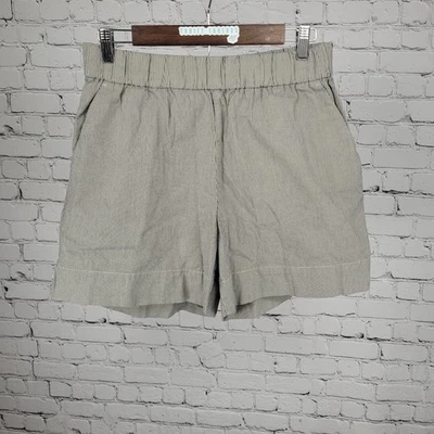 Pantalones Cortos Everlane Negro Blanco Algodón Orgánico Rayas Tiro Alto Grande L (30x5) Foto 1 de 4