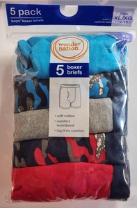 Wonder Nation Boys Cotton Boxer Brief Underwear, 5-Pack, Size XL (14-16) - Picture 1 of 3